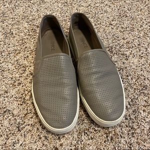 VINCE tan leather slip-ons